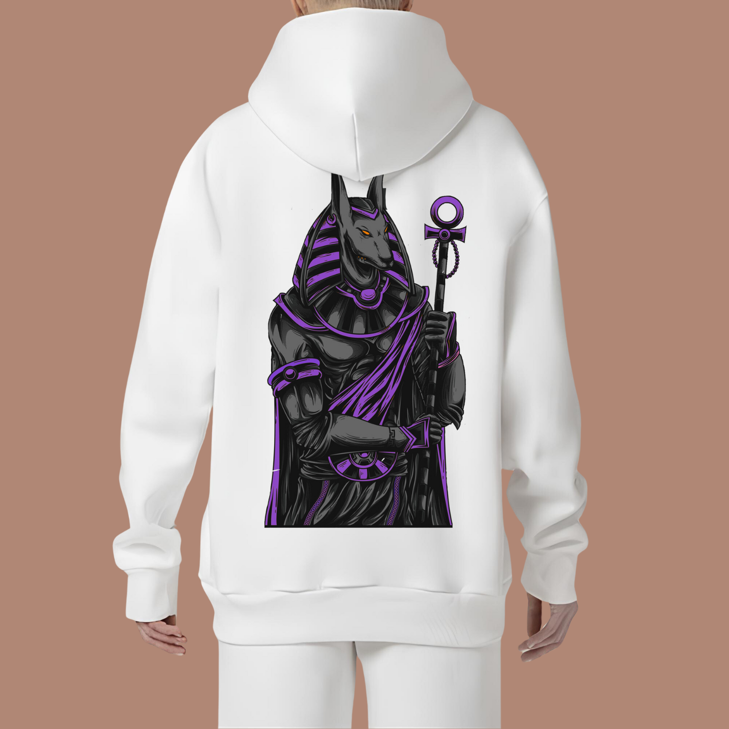 Anubis Egyptian God of Death Hoodie White Printed